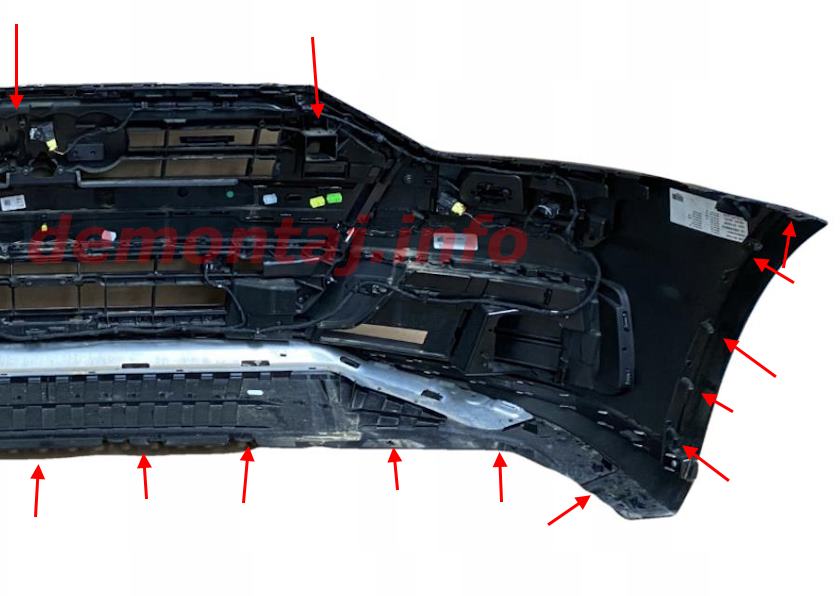 Места крепления переднего бампера Audi A8/S8 IV D5 (4N) (2017–2024) 