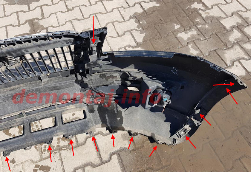 Места крепления переднего бампера Audi Q5 I 8R (2009-2017) 