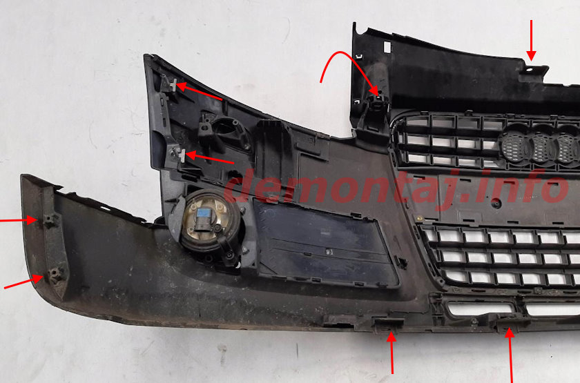 Места крепления переднего бампера Audi TT II 8J (2006-2014) 