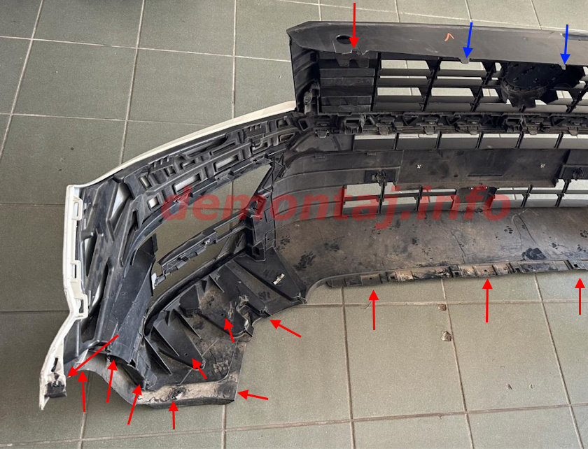 Места крепления переднего бампера  VW Crafter II / MAN TGE (2017–2024)