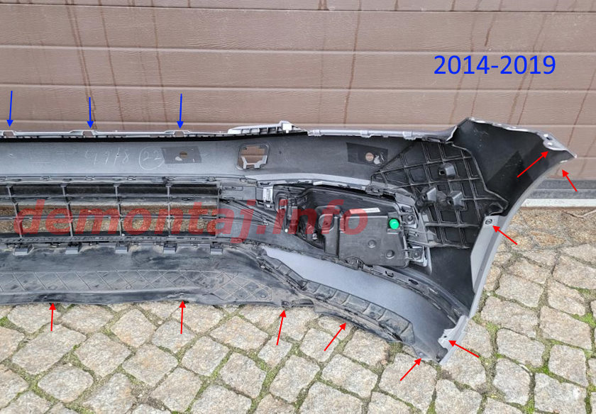 Места крепления переднего бампера Volkswagen Passat B8 (2014–2019) 