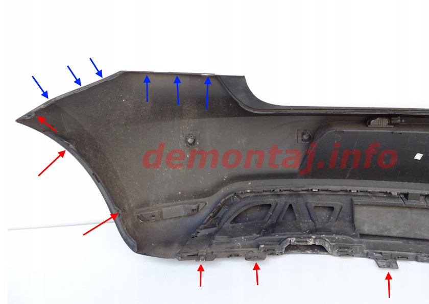 Места крепления заднего бампера Volkswagen Polo Mk5 2009-2017/2020 