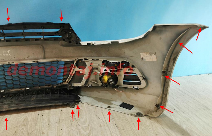 Места крепления переднего бампера VW Scirocco mk3 2008-2017 