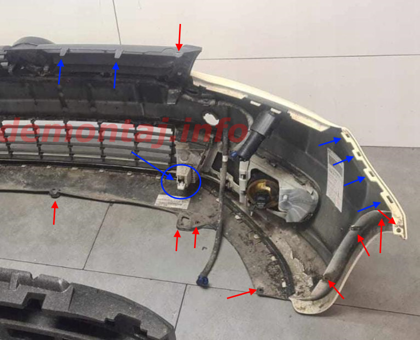 Места крепления переднего бампера Volkswagen Touran I (рестайлинг 2) 2010-2015 