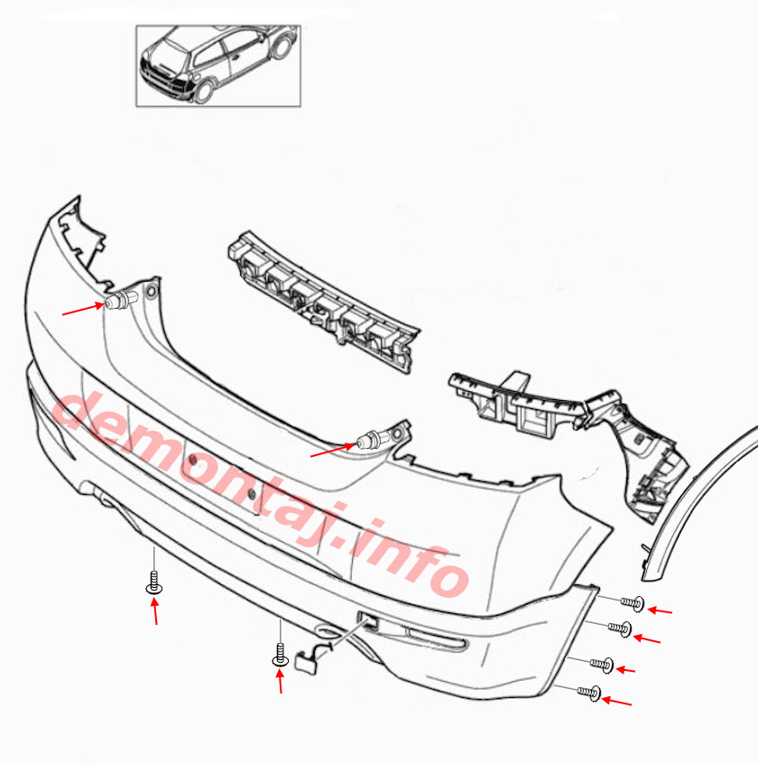 Схема крепления заднего бампера Volvo C30 2006-2013 