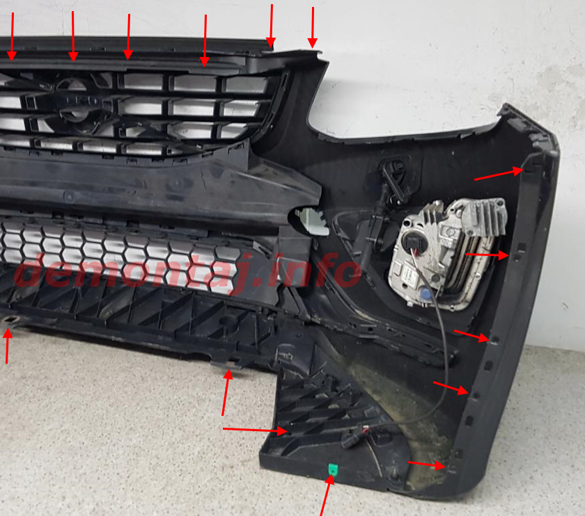 Места крепления переднего бампера Volvo XC60 I 2009-2017 